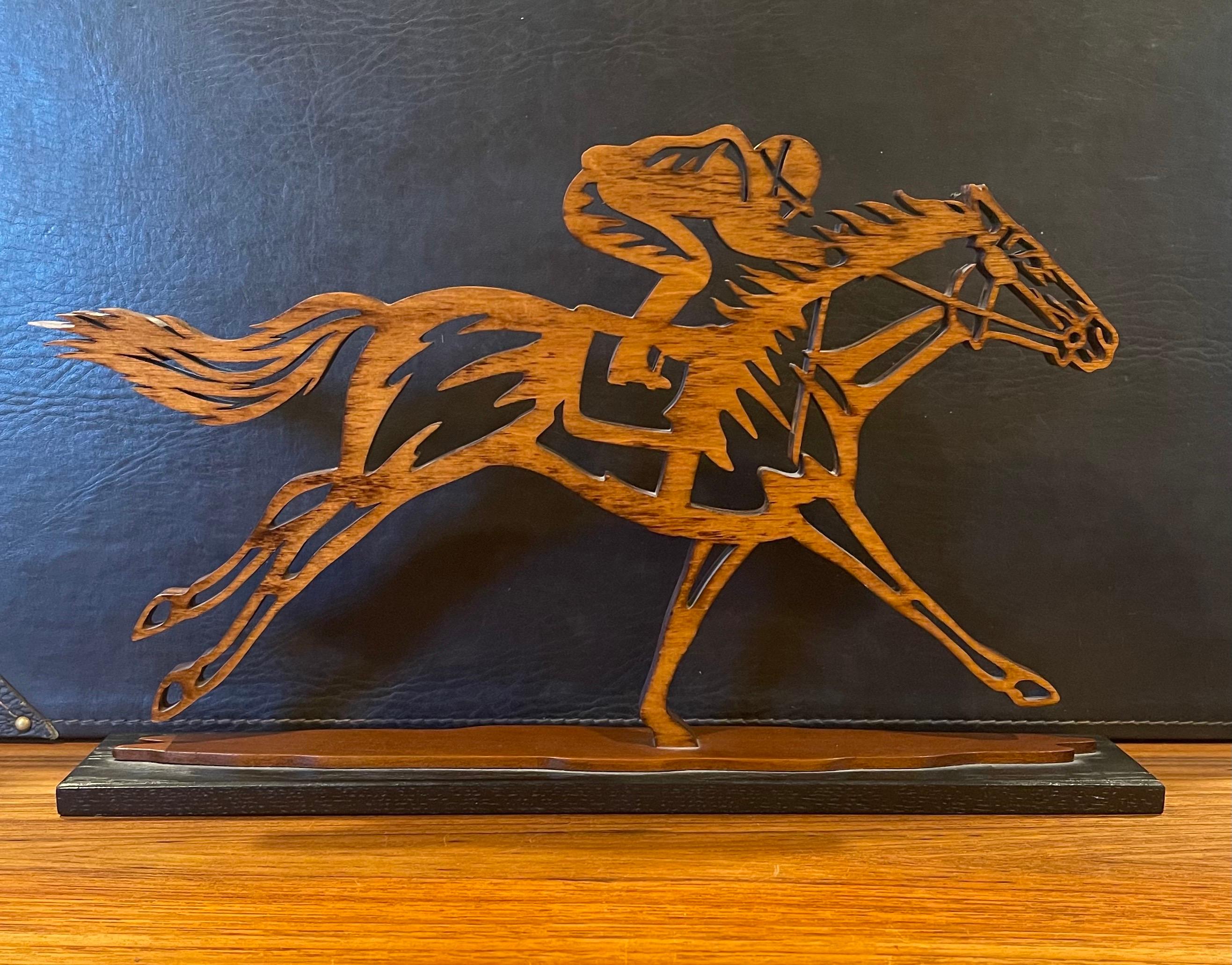 Thoroughbred Horses Racing Wood Sculpture For Sale 2