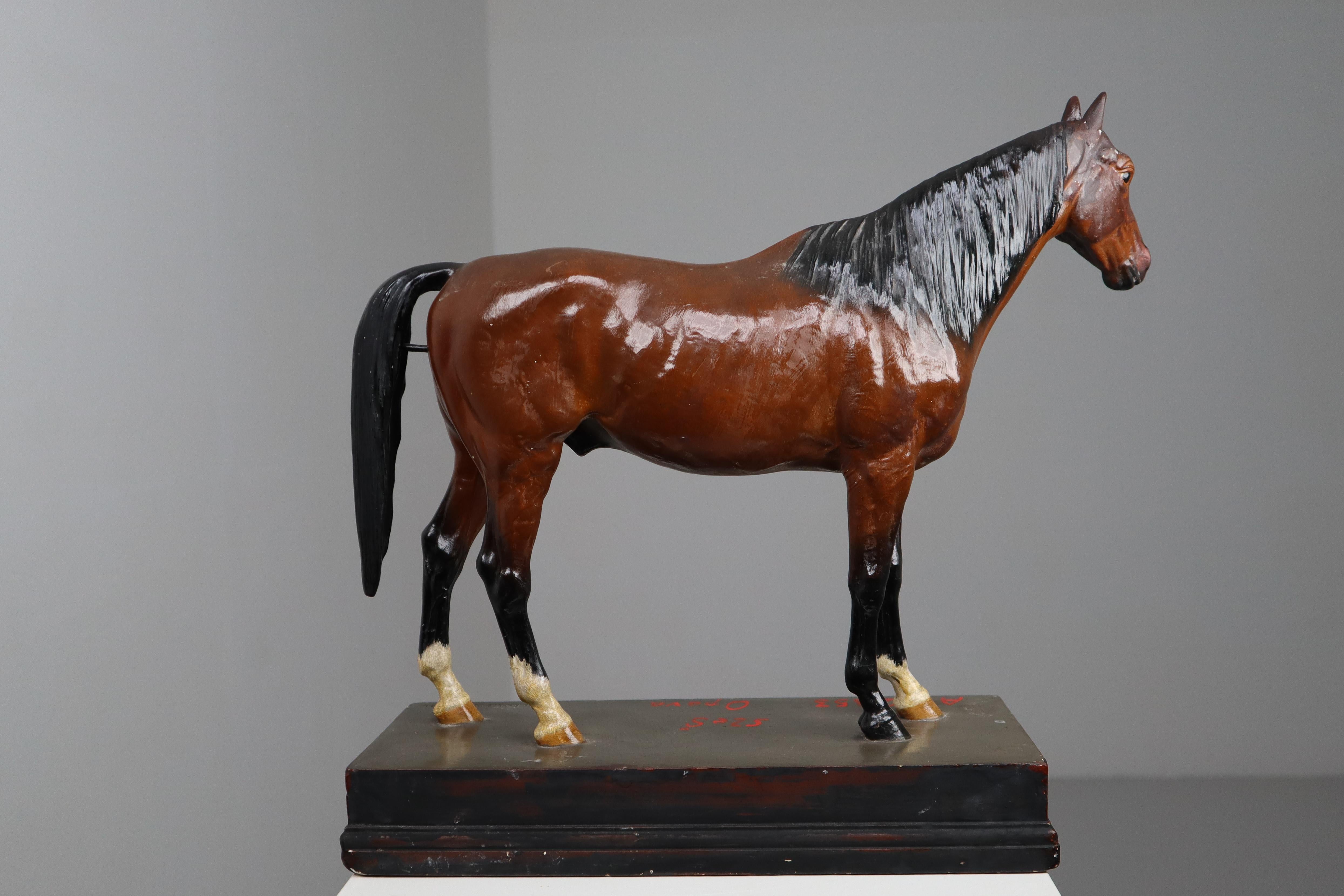Thoroughbred Mare Horse Model in Painted Plaster by Max Landsberg, Berlin, 1891 In Good Condition In Almelo, NL