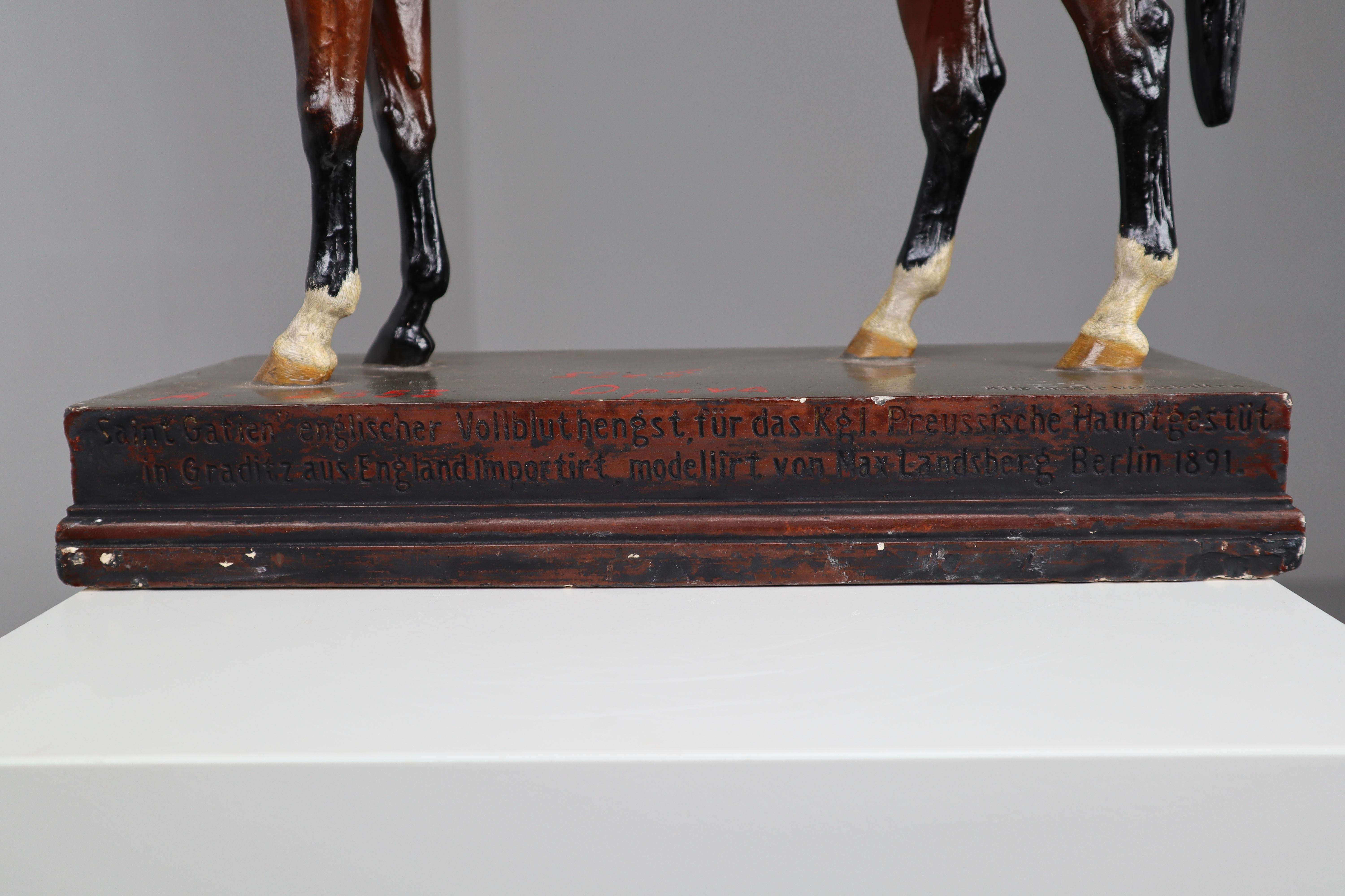 Thoroughbred Mare Horse Model in Painted Plaster by Max Landsberg, Berlin, 1891 1