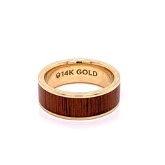 THORSTEN AURELIAN 14 K Pipe Cut with Wood Inlay Men's Ring