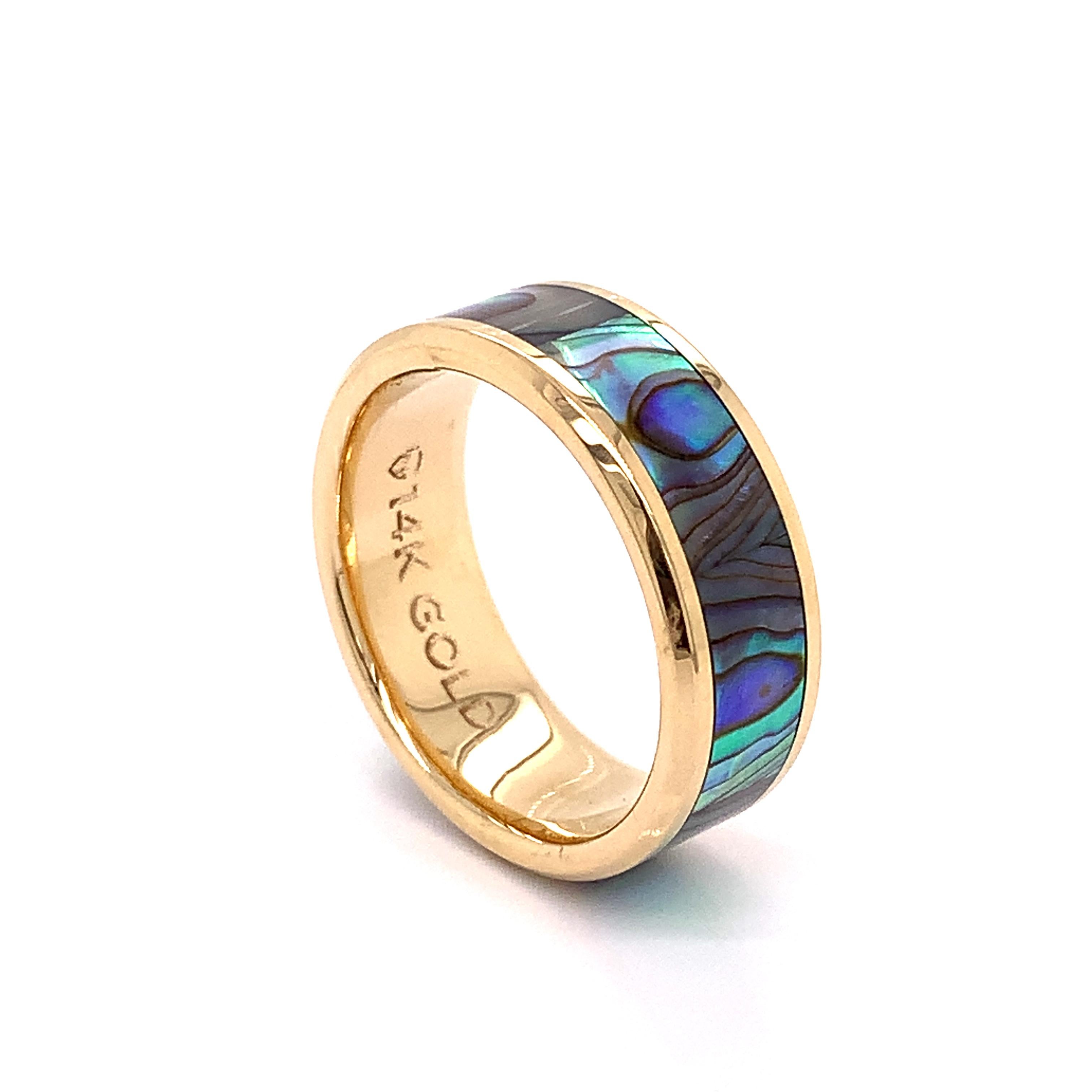 THORSTEN NACRE 14K Yellow Gold Men s Ring With Mother Of Pearl Inlay At THORSTEN NACRE 14K Yellow Gold Men s Ring With Mother Of Pearl Inlay At