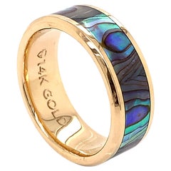 Customizable Blue Lapis Ring in 14 Karat Yellow Gold Men's Band Inlay ...