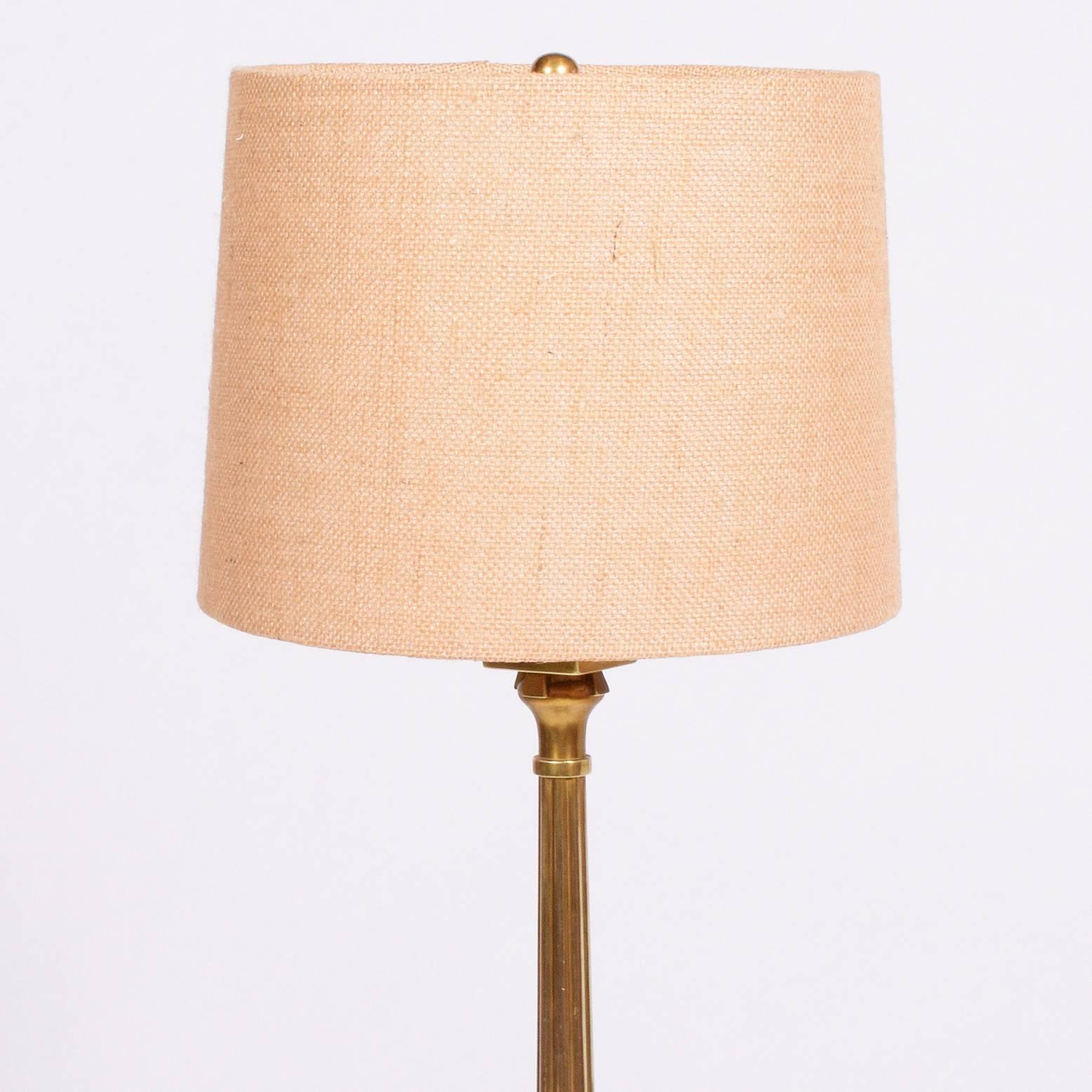 Danish architect Thorvald Bindesbøll is one of the most important form the Art Nouveau to arts and Craft person in Denmark. This piece is a beautifully designed solid brass table lamp from the turn of the century.