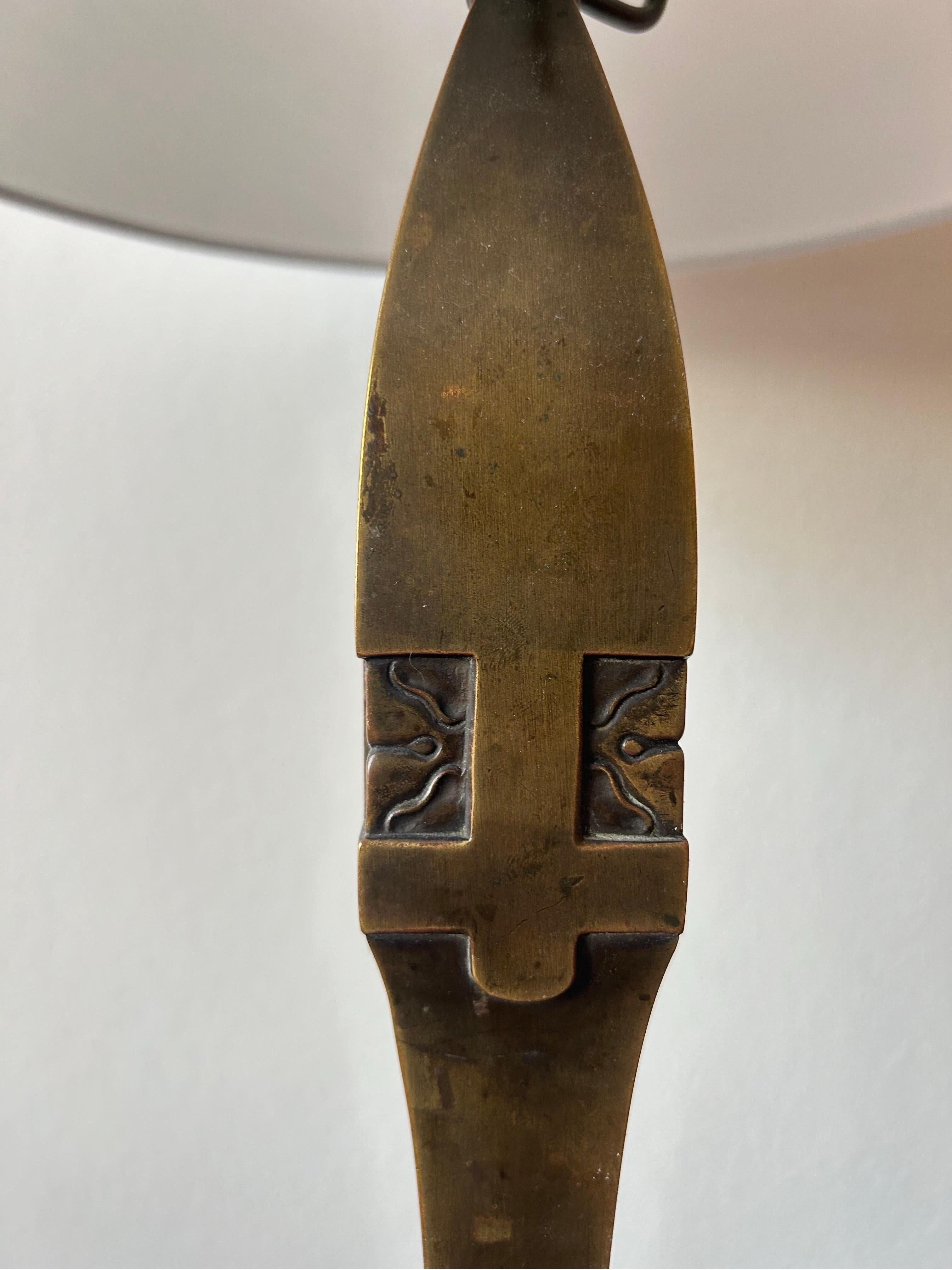 Danish Thorvald Bindesbøll Bronze Table Lamp for Tvermoes & Abrahamsen, Denmark 1900’s For Sale