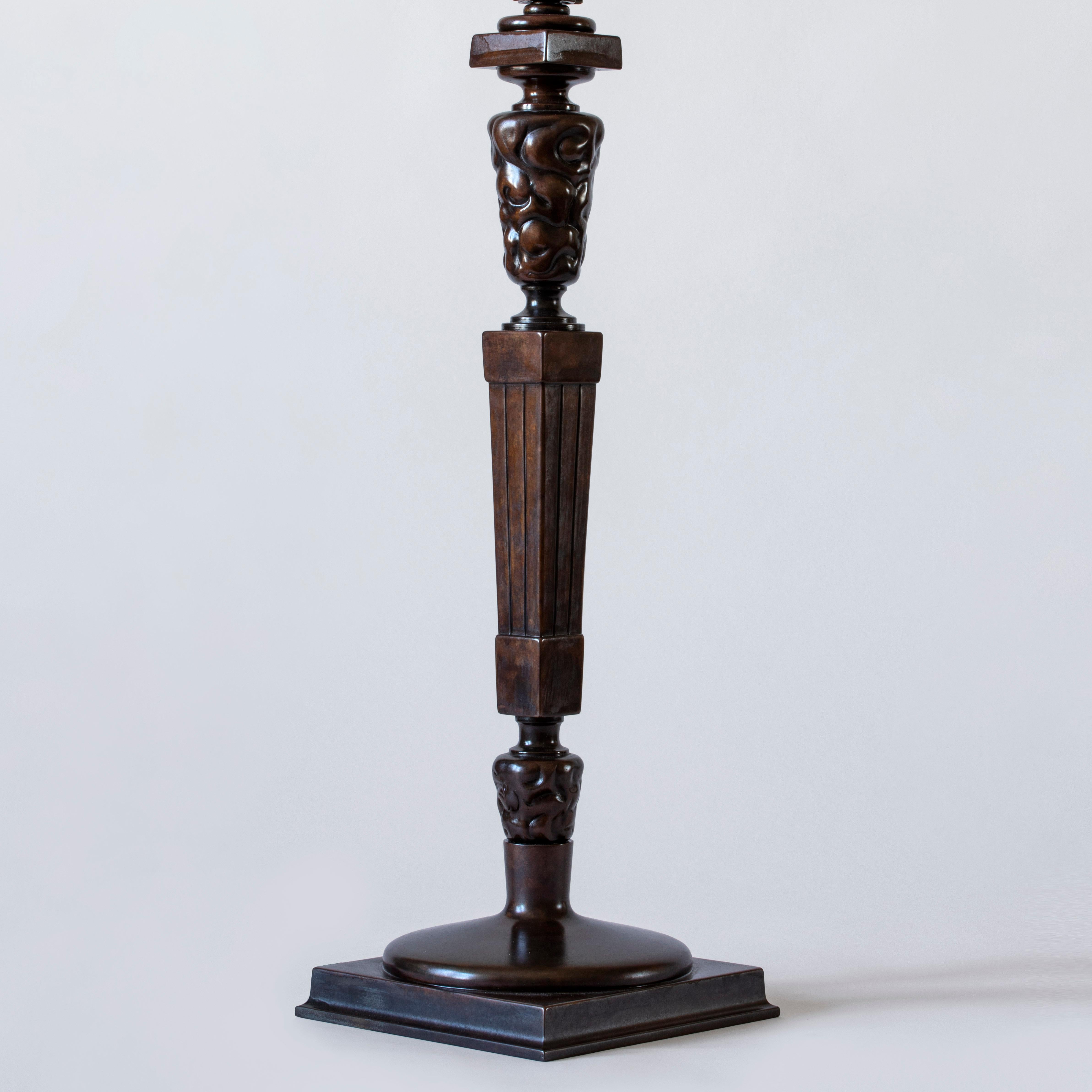 Art Nouveau Thorvald Bindesbøll for Tvermoes & Abrahamsen Danish Patinated Bronze Table Lamp