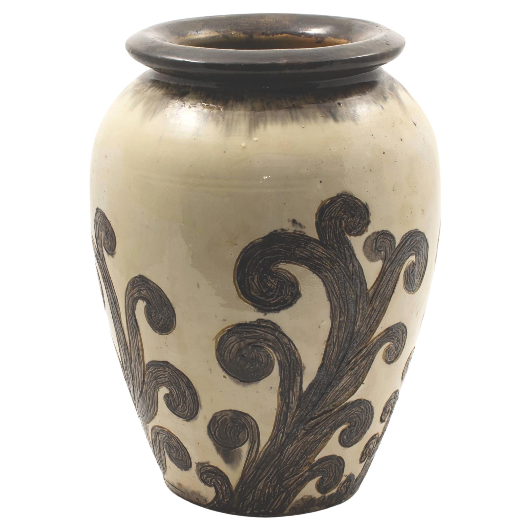 Thorvald Bindesbøll, Large One of a Kind Ceramic Vase with Organic Motifs For Sale