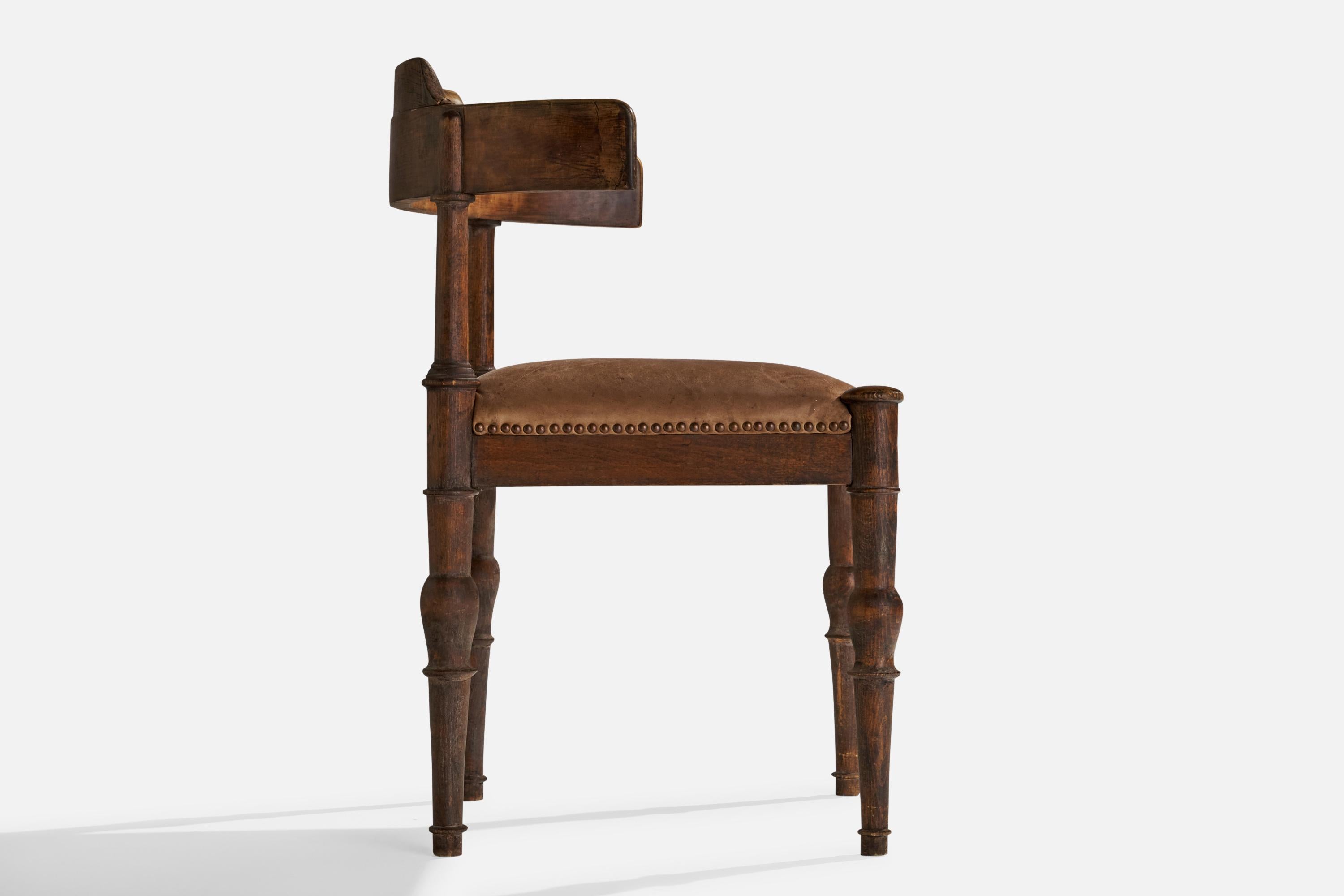 Thorvald Bindesbøll, Side Chair, Leather, Wood, Denmark, 1900 For Sale 2