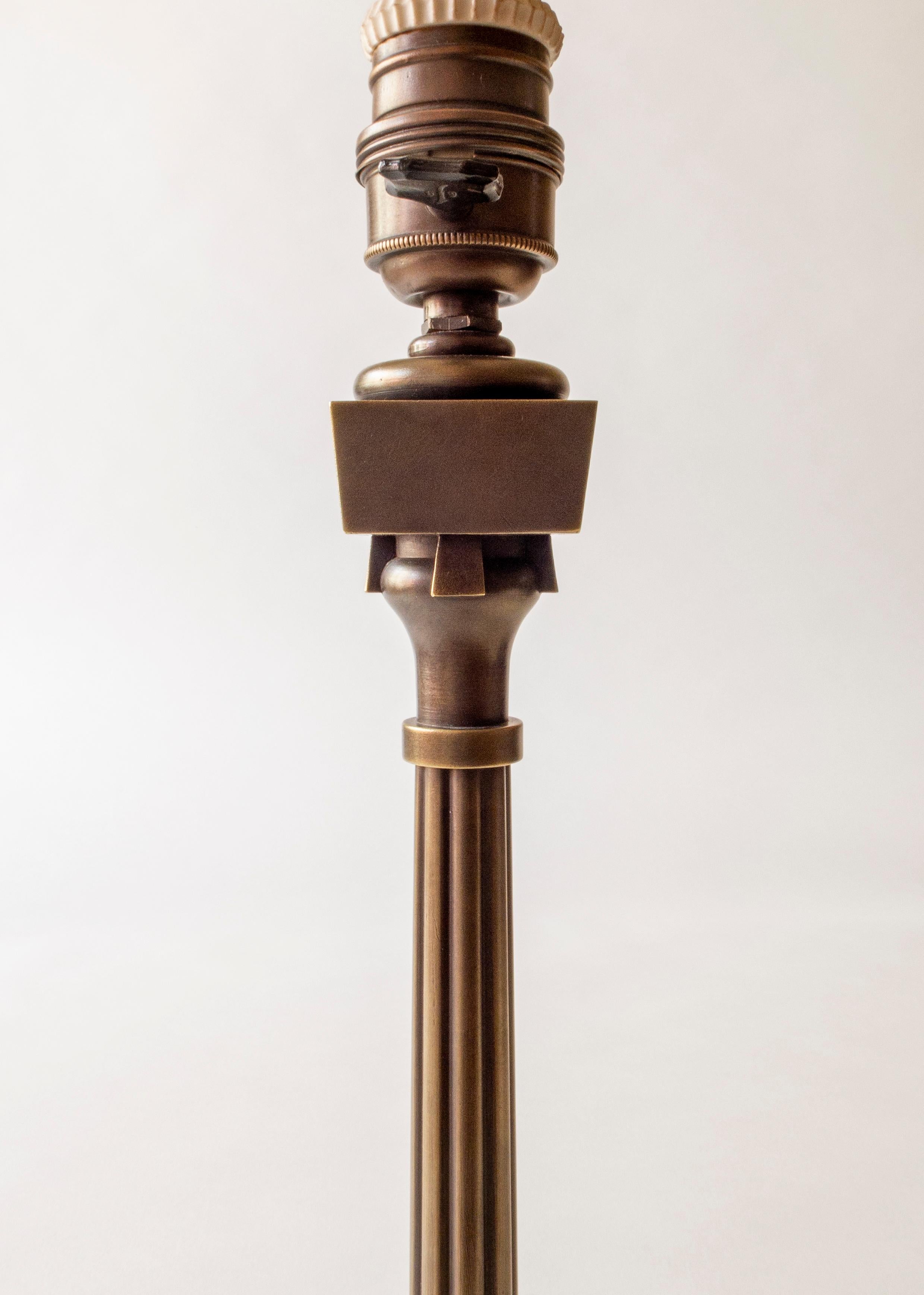 Jugendstil Thorvald Bindesbøll, Small Danish Patinated Brass Jugend Table Lamp