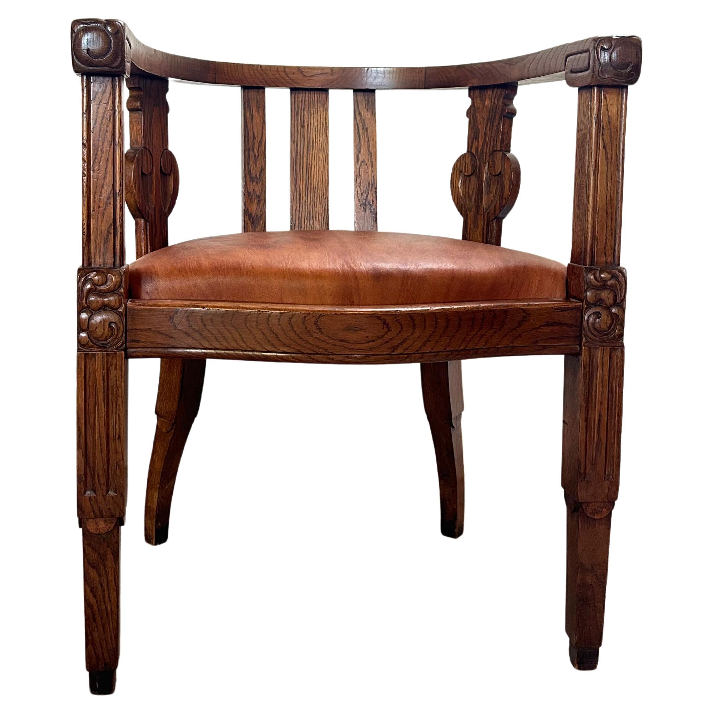 Thorvald Bindesbøll Solid Oak Arts and Crafts Armchair, Denmark 1900’s