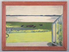 Thorvald Hagedorn-Olsen. Oil on board. Modernist Danish landscape
