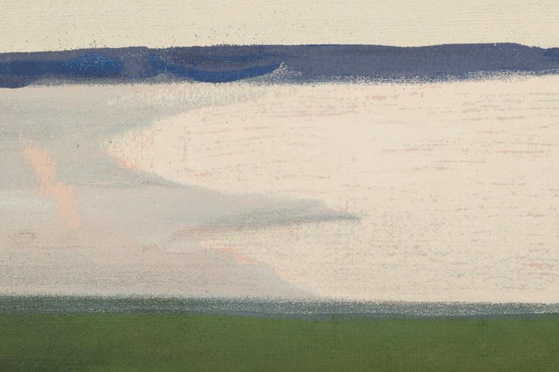 Mid-20th Century Thorvald Hagedorn-Olsen. Oil on board. Modernist Danish landscape For Sale