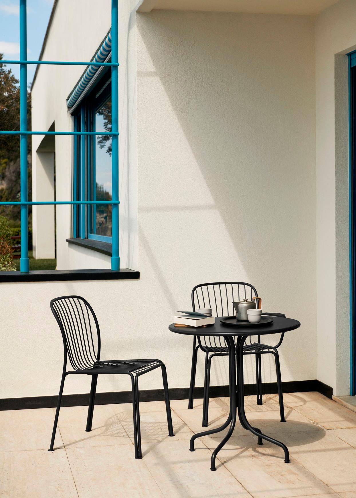 Steel Thorvald SC94 Outdoor Side Chair, Warm Black, by Space Copenhagen for &Tradition For Sale
