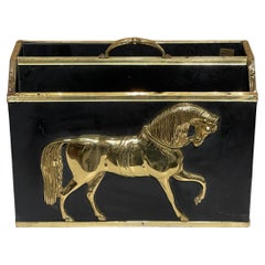 Thos. Blakemore Ltd. English Regency Style Brass & Leather Horse Document Stand