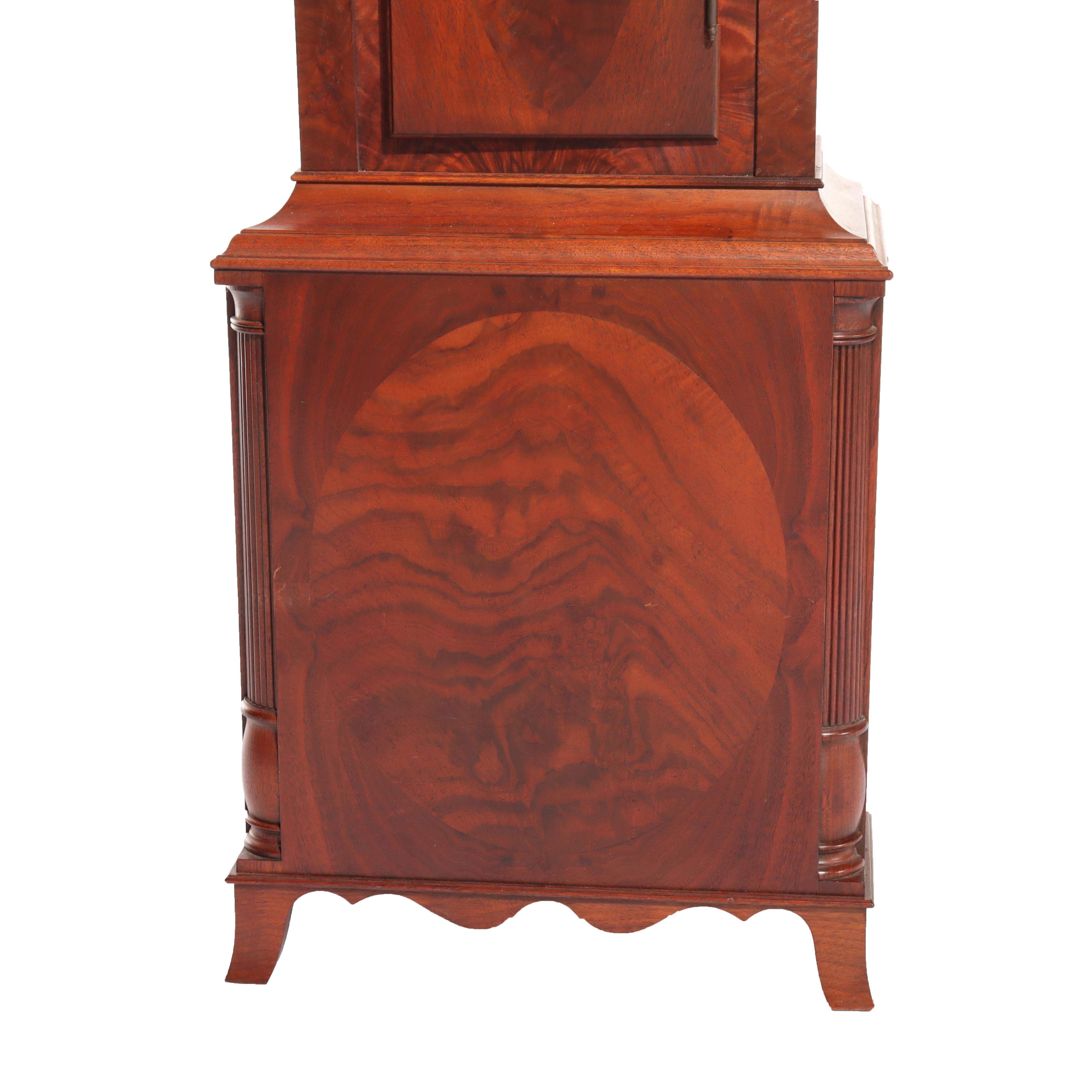Thos Voight Philadelphia Copy Thomas Jefferson Flame Mahogany Grandfather Clock For Sale 1