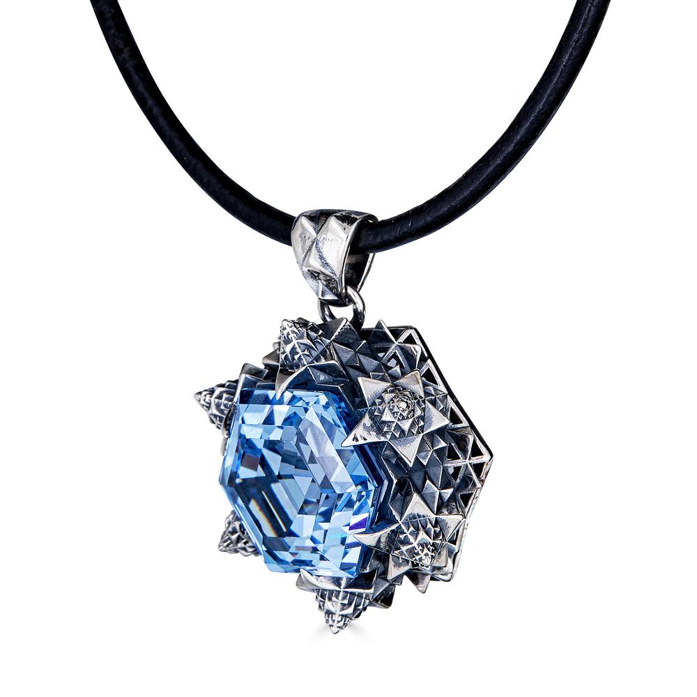 Women's or Men's Thoscene Aquamarine Silver Peace Pendant Necklace