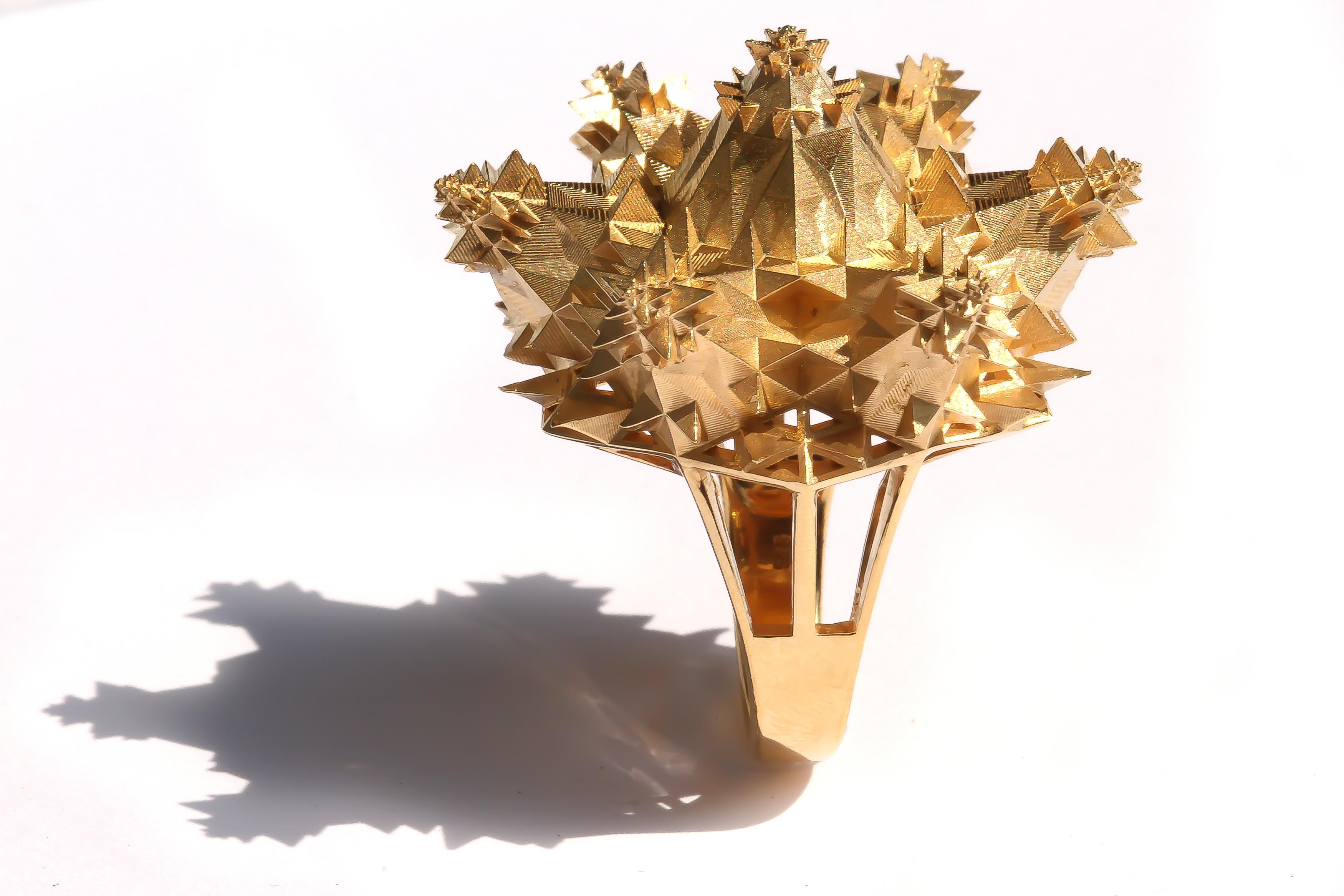 Custom THOSCENE Fractal 18K Solid Gold Ring For Sale 5