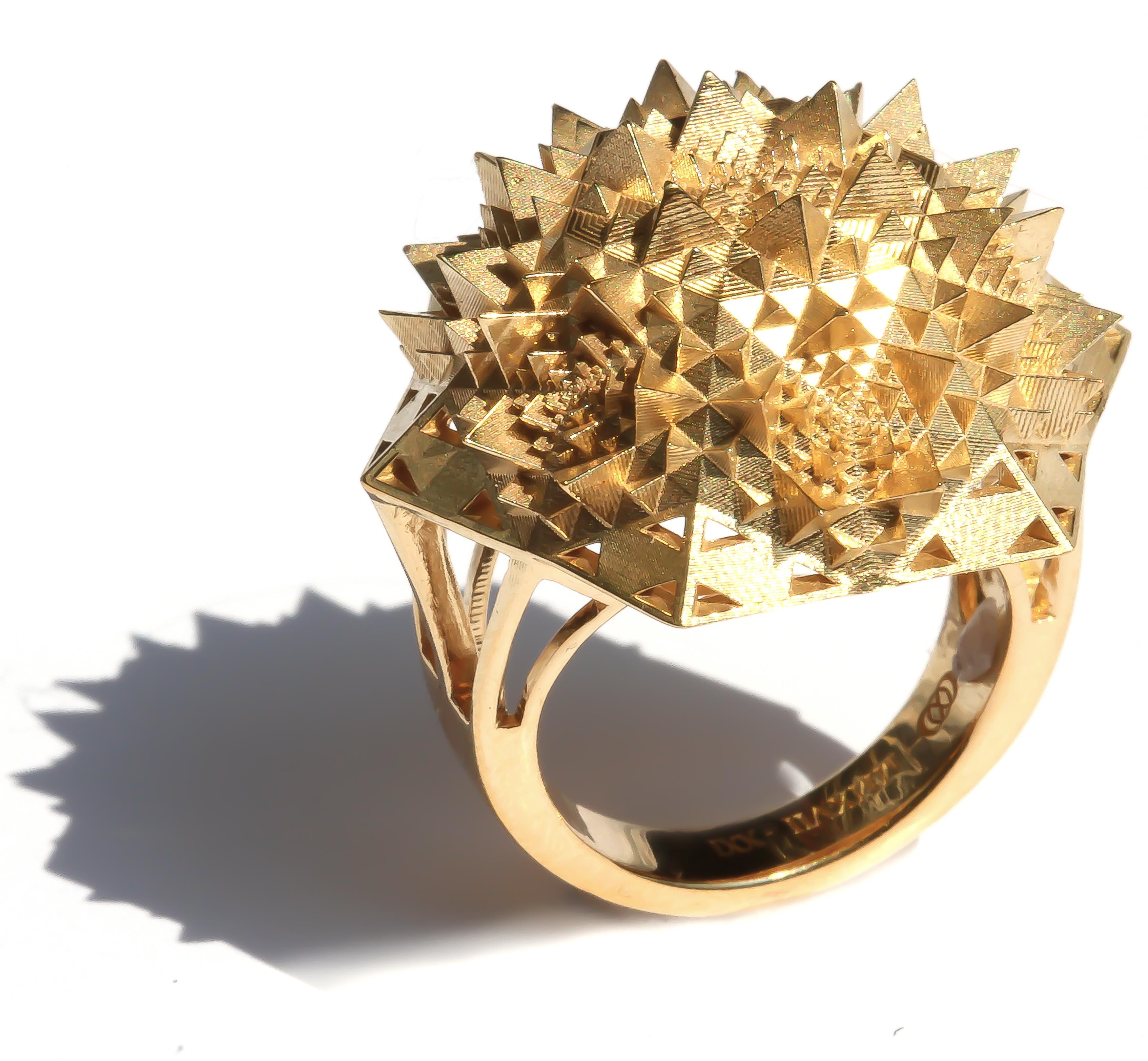 Custom THOSCENE Fractal 18K Solid Gold Ring For Sale 6