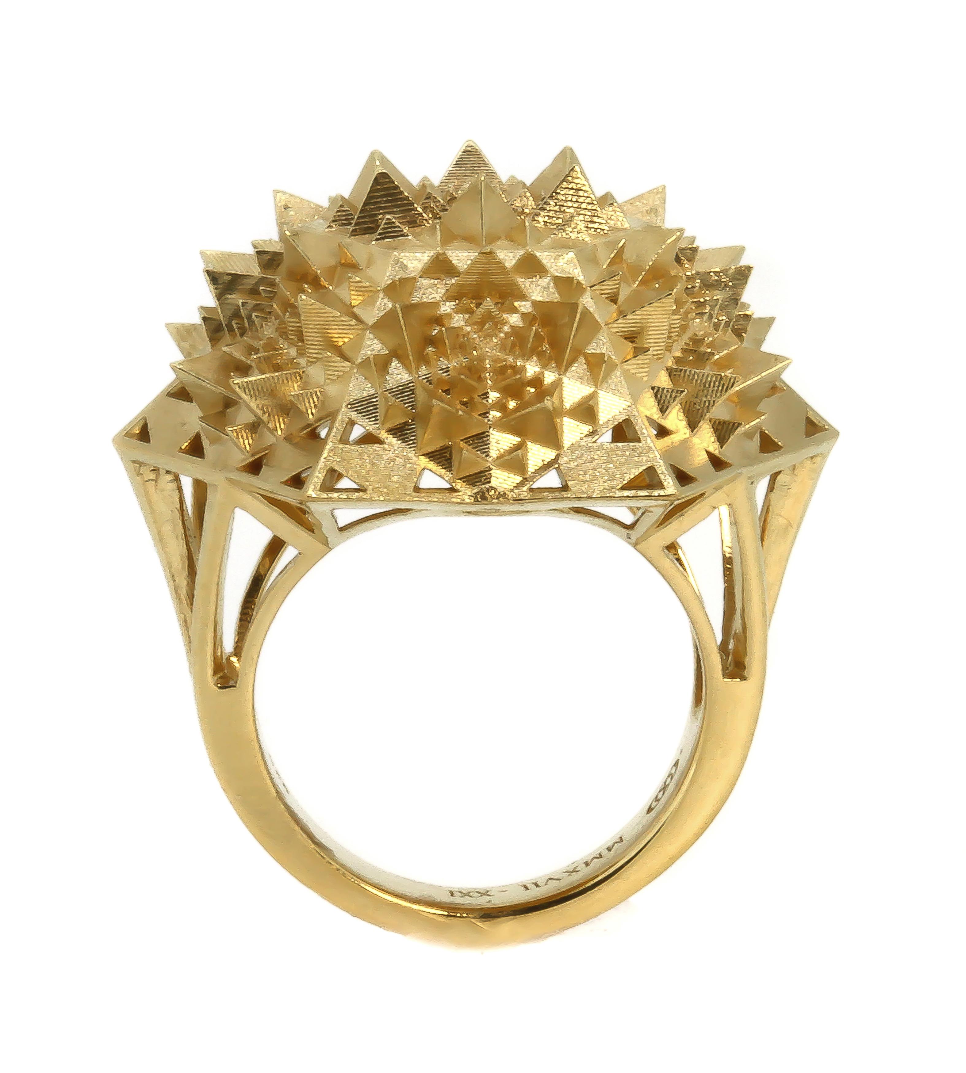 Custom THOSCENE Fractal 18K Solid Gold Ring For Sale 3