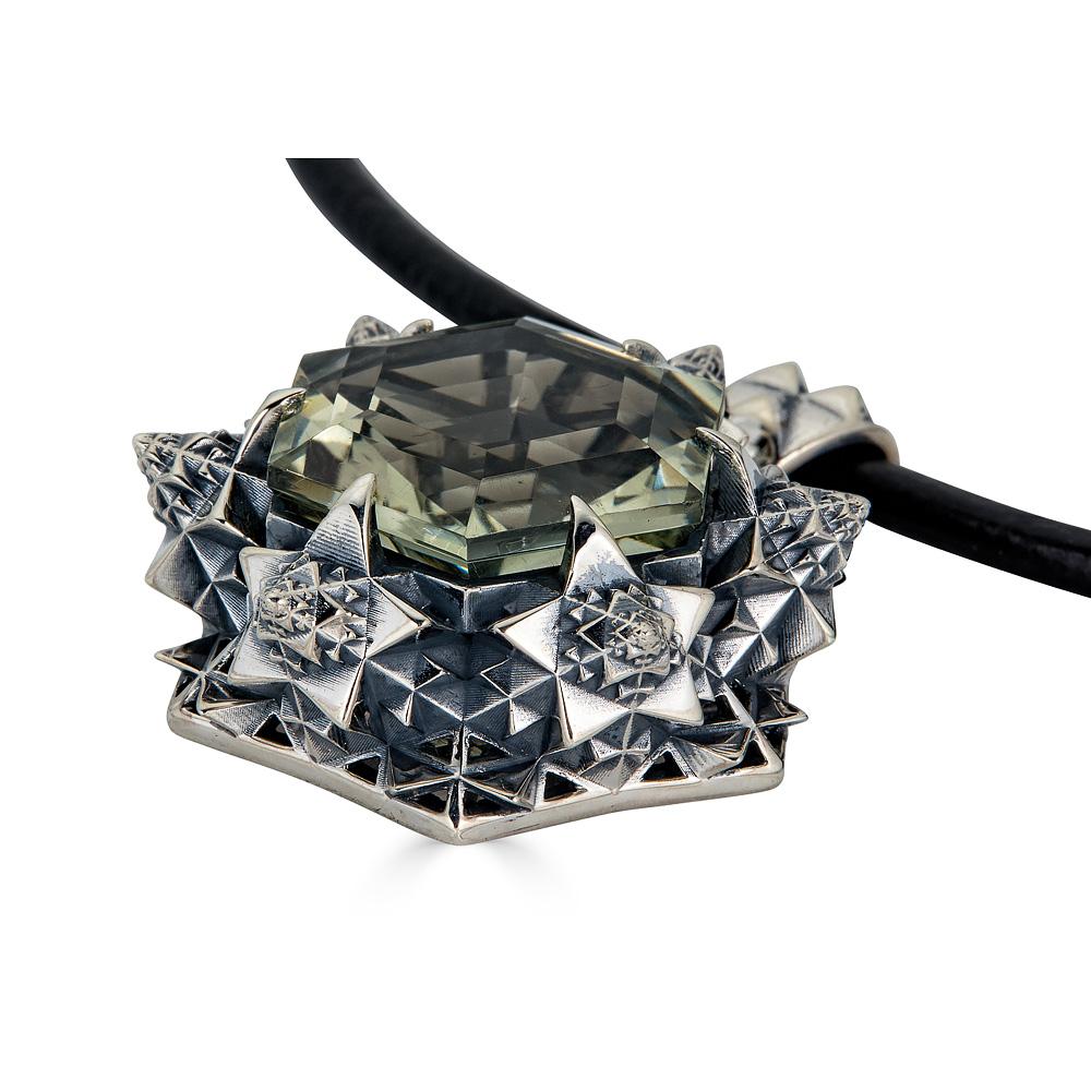Thoscene Green Amethyst Silver Joy Pendant Necklace In New Condition For Sale In Coral Gables, FL