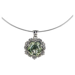 Used Thoscene Green Amethyst Silver Joy Pendant Necklace