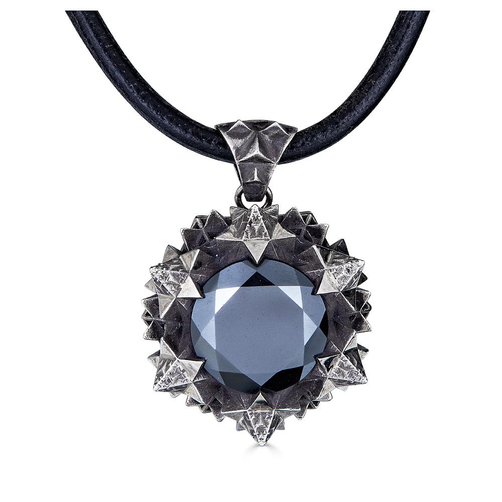 Thoscene Hematite Silver Pendant Necklace For Sale 6