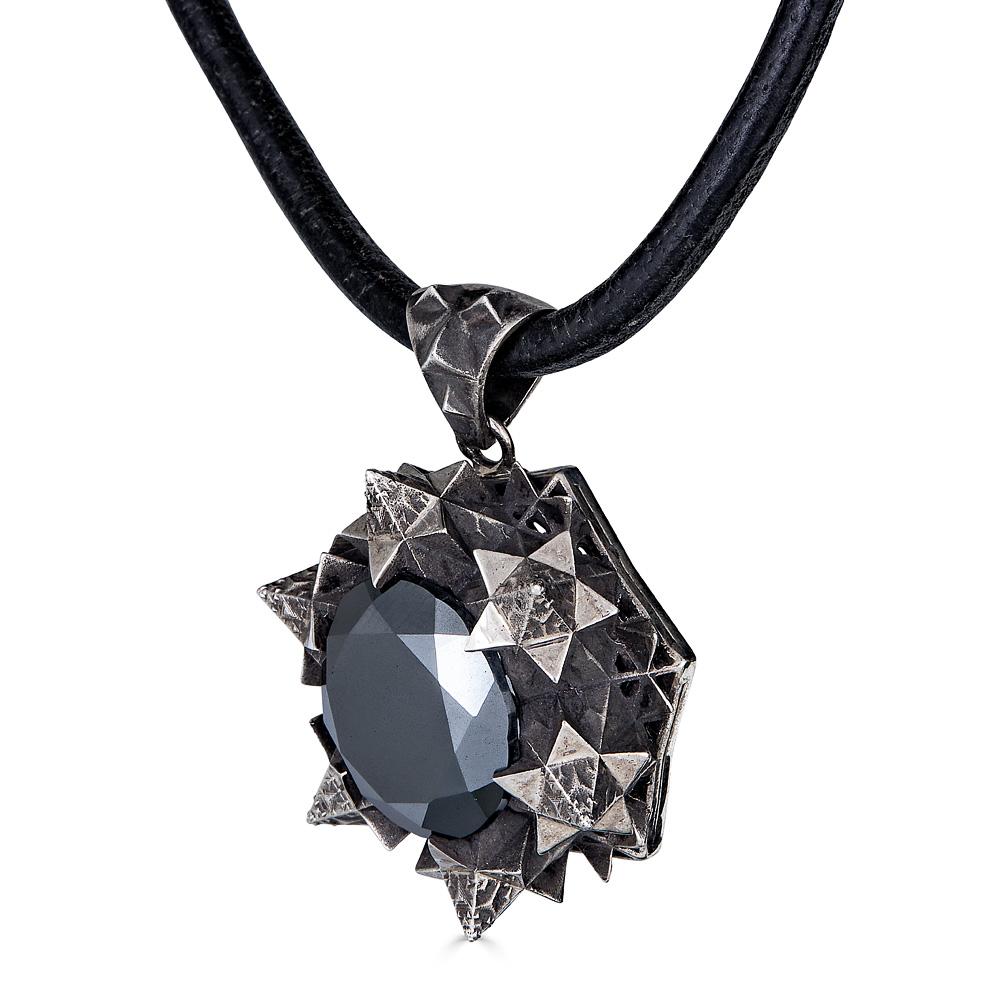 Thoscene Hematite Silver Pendant Necklace For Sale 7