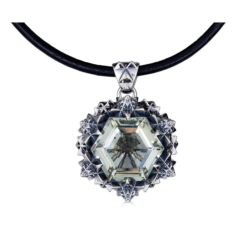 Thoscene Hematite Silver Pendant Necklace For Sale 2