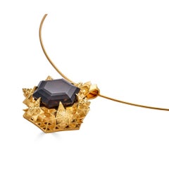 Thoscene Collier en or 18 carats et quartz fumé