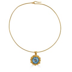 Thoscene Collar Colgante Paz Topacio Oro