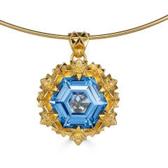 Thoscene Topaz Gold Peace Pendant Necklace