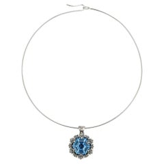 Thoscene Topaz Silver Peace Pendant Necklace