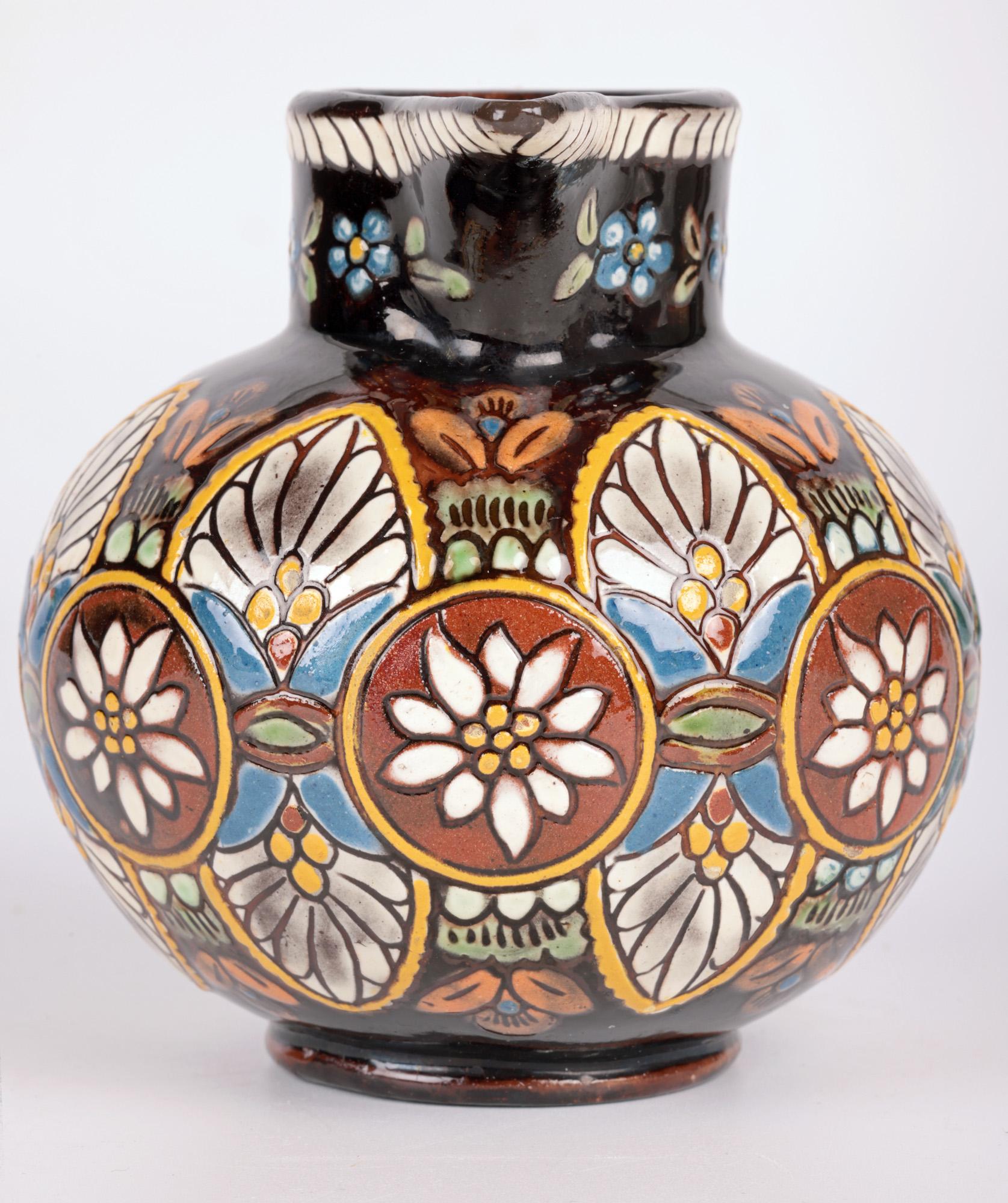 Thoune Swiss Majolika Floral Pattern Musee Ceramique Jug  For Sale 6