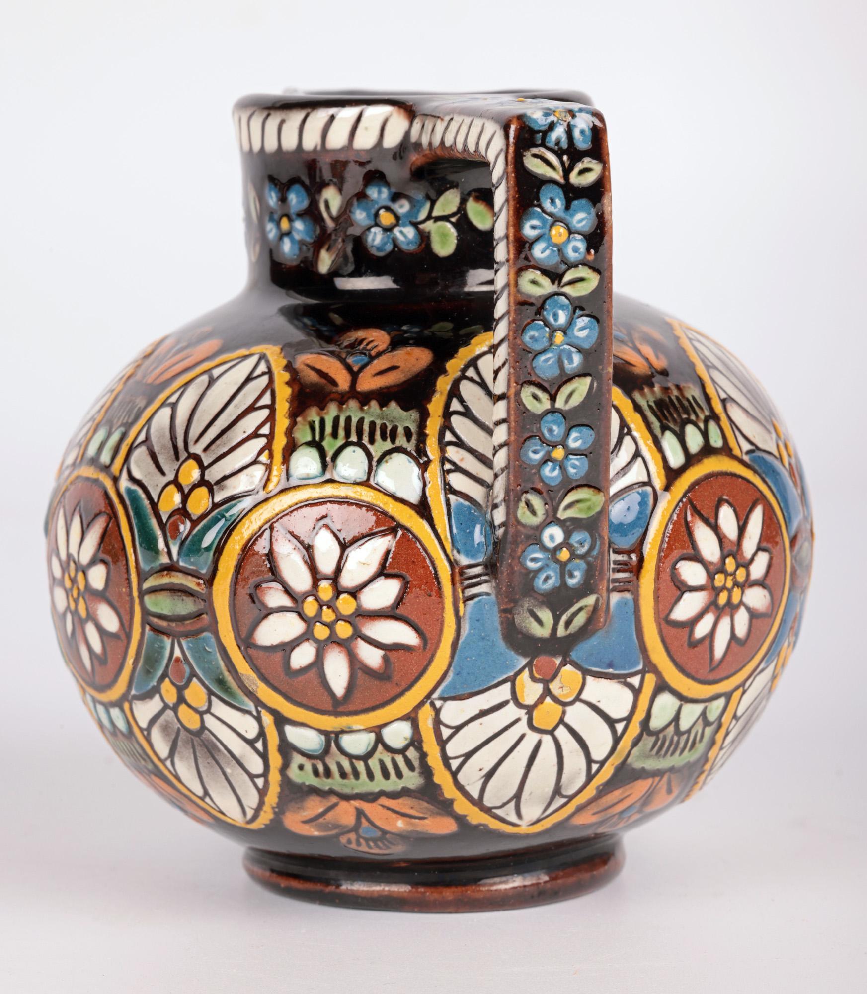 Thoune Swiss Majolika Floral Pattern Musee Ceramique Jug  For Sale 7