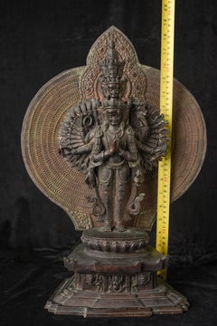 Thousand-Arm Bodhisattva Sculpture, Copper Repousse, 19th/20thCentury