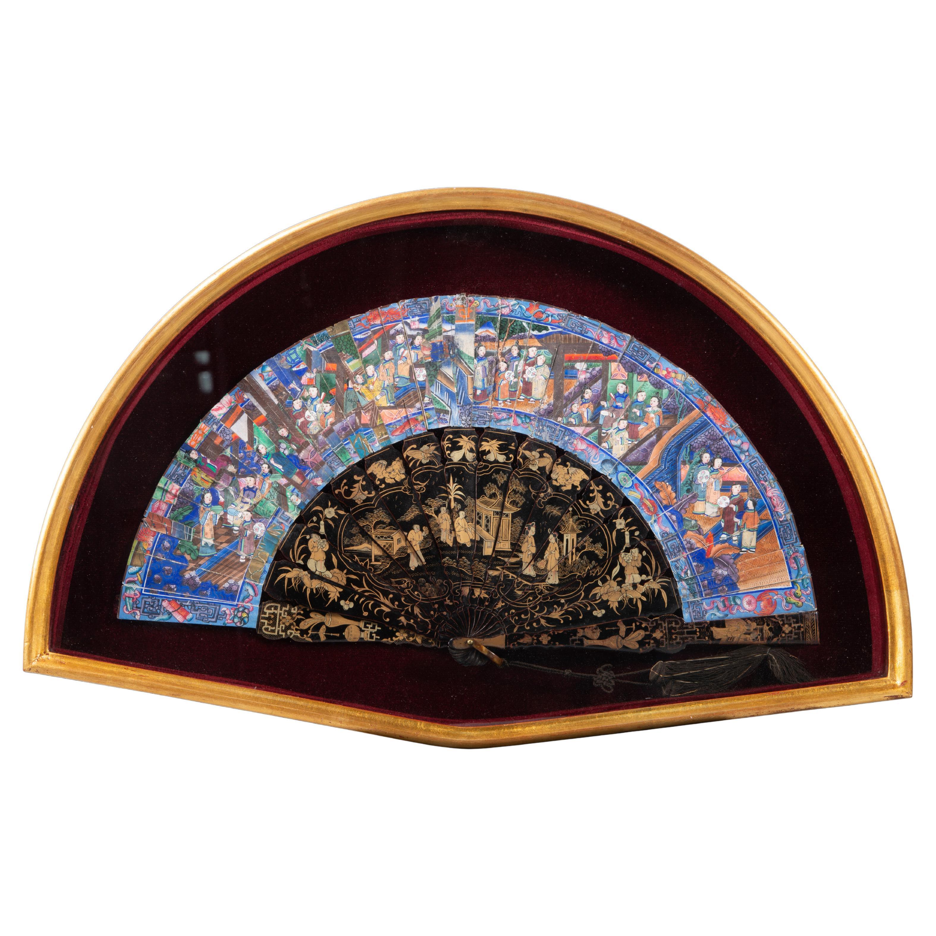 "Thousand-faced" fan in a fan case. For Sale