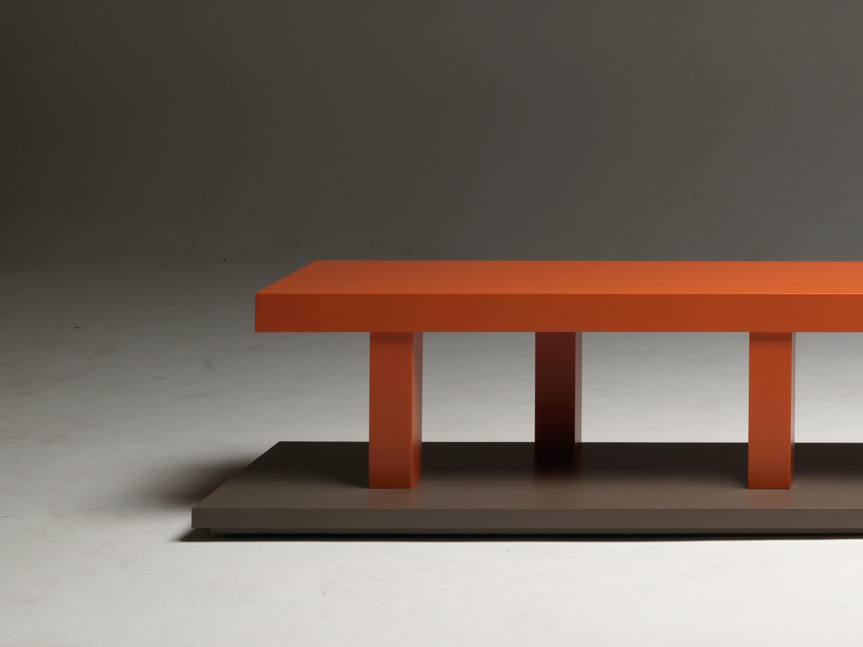 Modern Thousand Legs Large Colored Wooden Bench Designed by Aldo Cibic For Sale