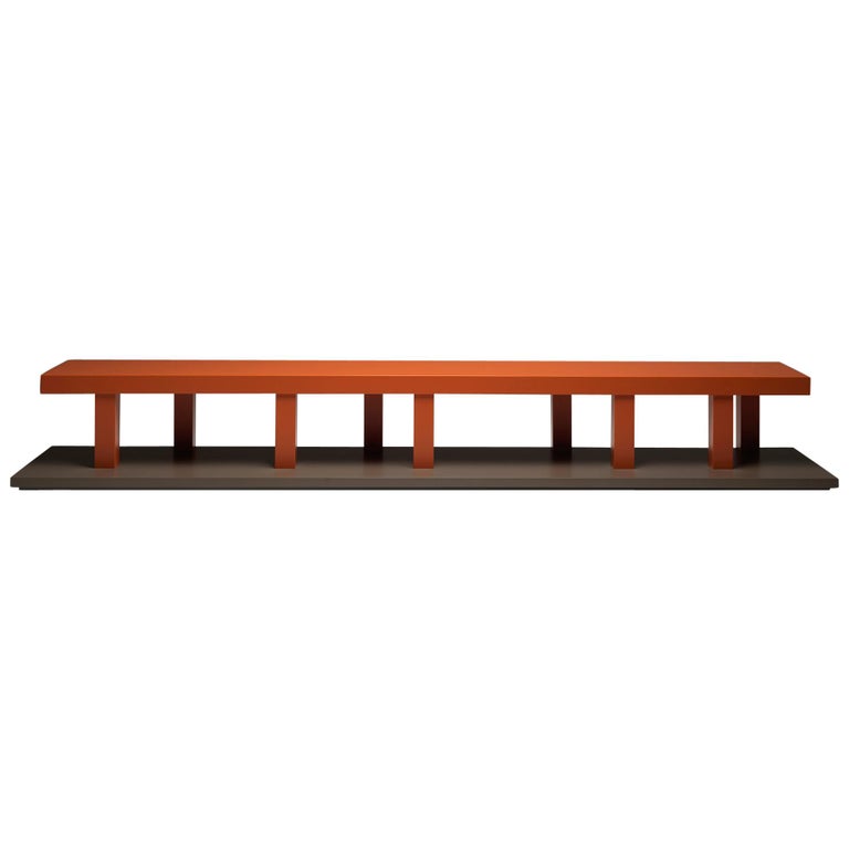 Thousand Legs Large Colored Wooden Bench Designed By Aldo Cibic For Sale At 1stdibs