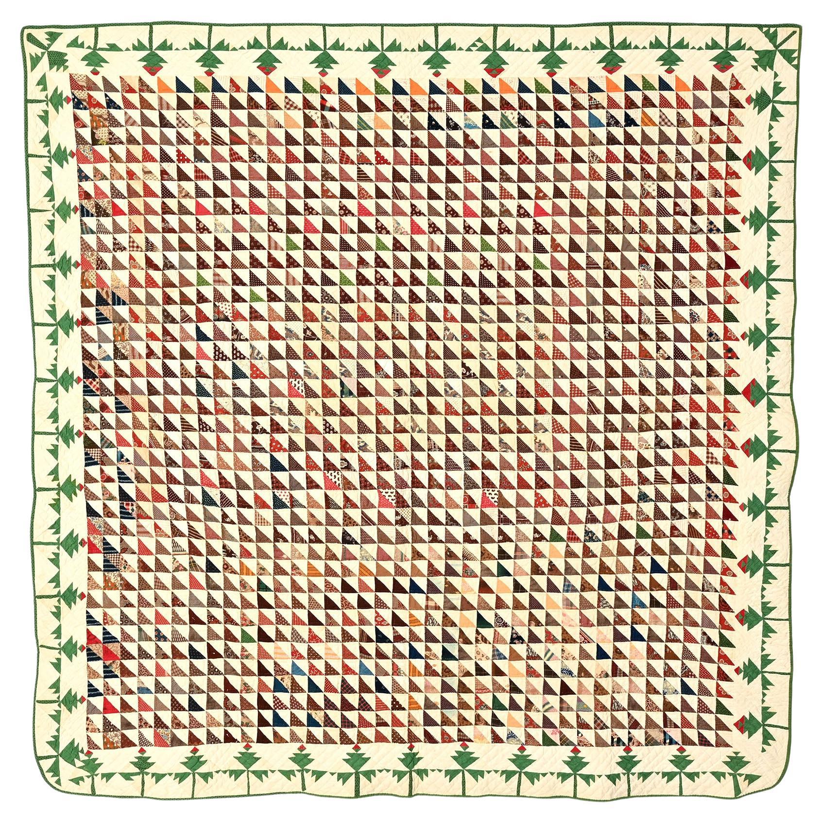 Thousand Pyramids Quilt with Lily of the Field Border For Sale