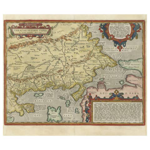Thraciae Veteris Typus – 1618 Ortelius Map of Ancient Thrace with Hand Color