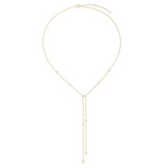 0.50ct Full-Cut Diamond Thread 14K Yellow Gold Lariat Necklace