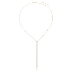 0.50ct Full-Cut Diamond Thread 14K Yellow Gold Lariat Necklace