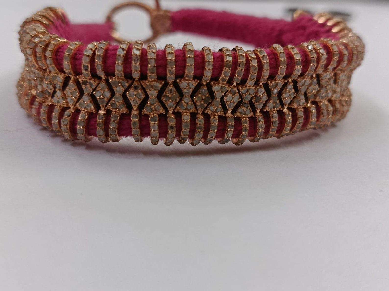 Thread Macrame Bracelet Pave Diamond Bracelet 925 Sterling Silver Handmade Item

Materials: Cotton, Silk, Silver
Closure: Lobster claw
Style: Minimalist
Bracelet length: 7 Inches
Materials- 925 Sterling Silver
Stone- Diamond
