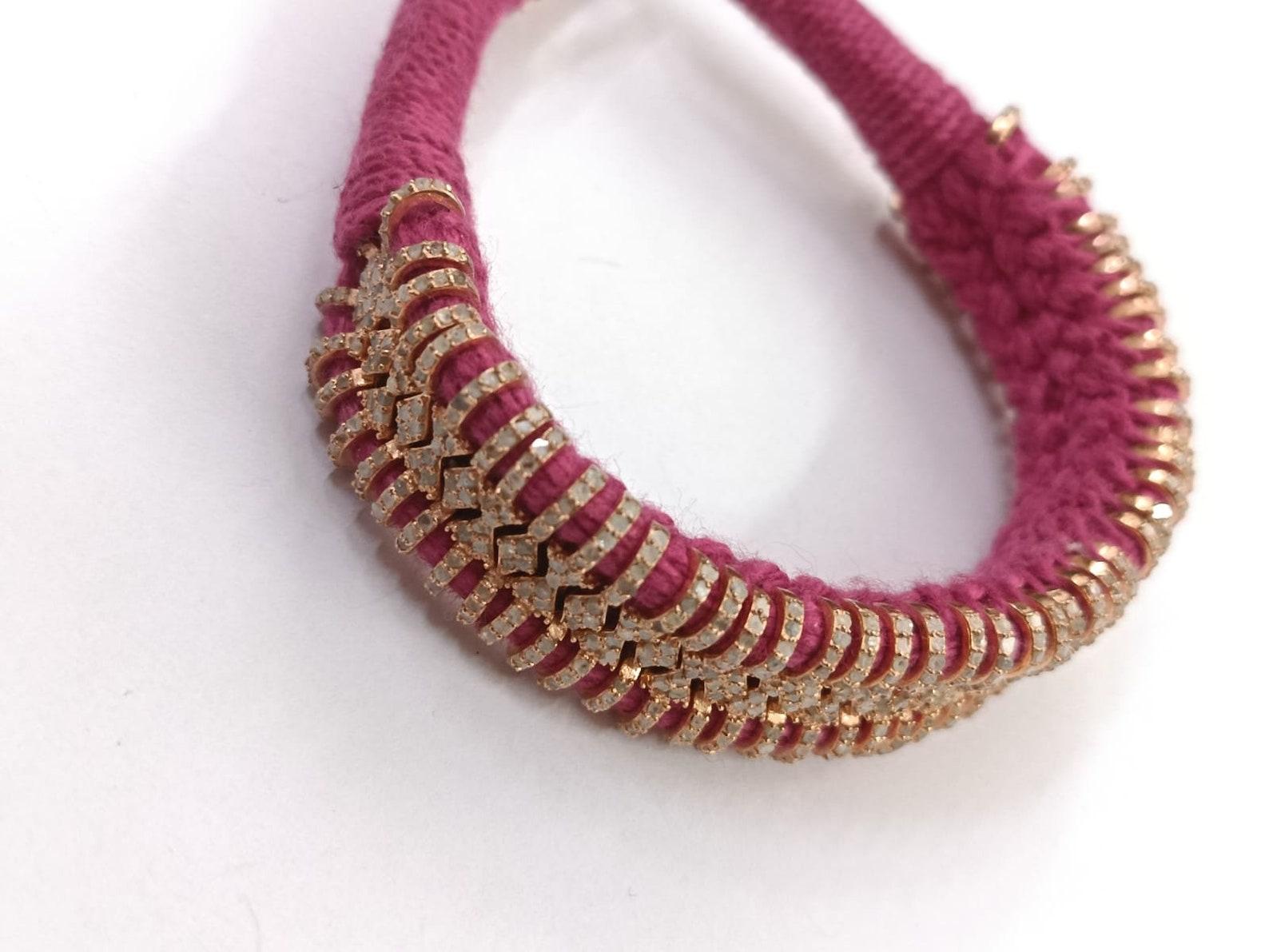 Thread Macrame Bracelet Pave Diamond Bracelet 925 Sterling Silver Handmade Item In New Condition For Sale In Chicago, IL