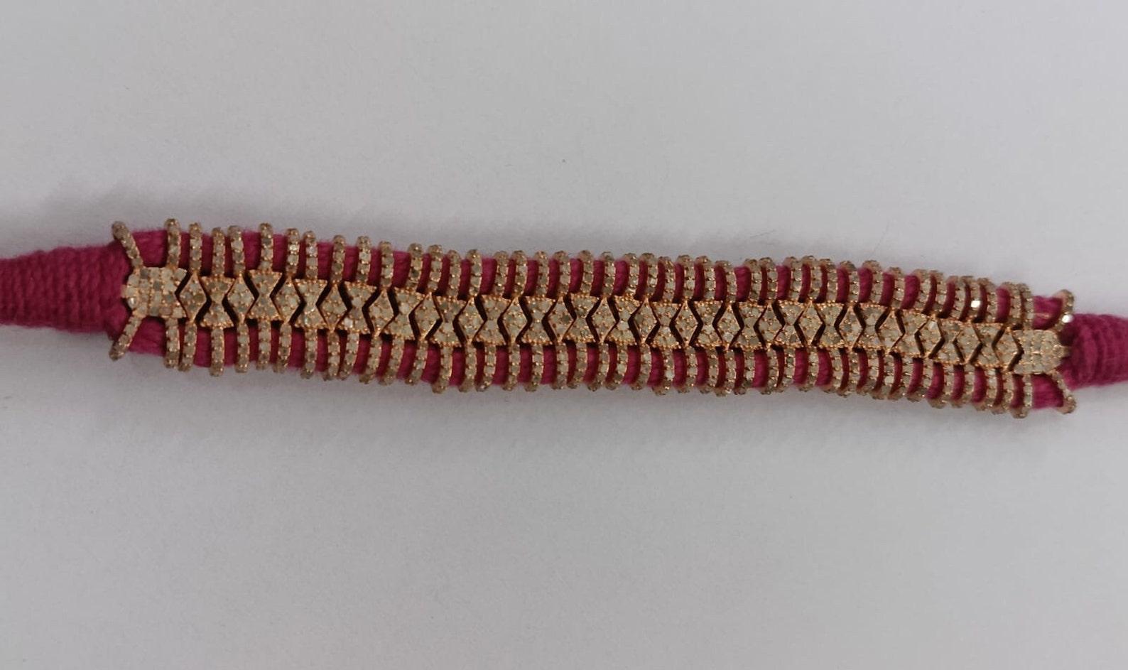 Thread Macrame Bracelet Pave Diamond Bracelet 925 Sterling Silver Handmade Item For Sale 2
