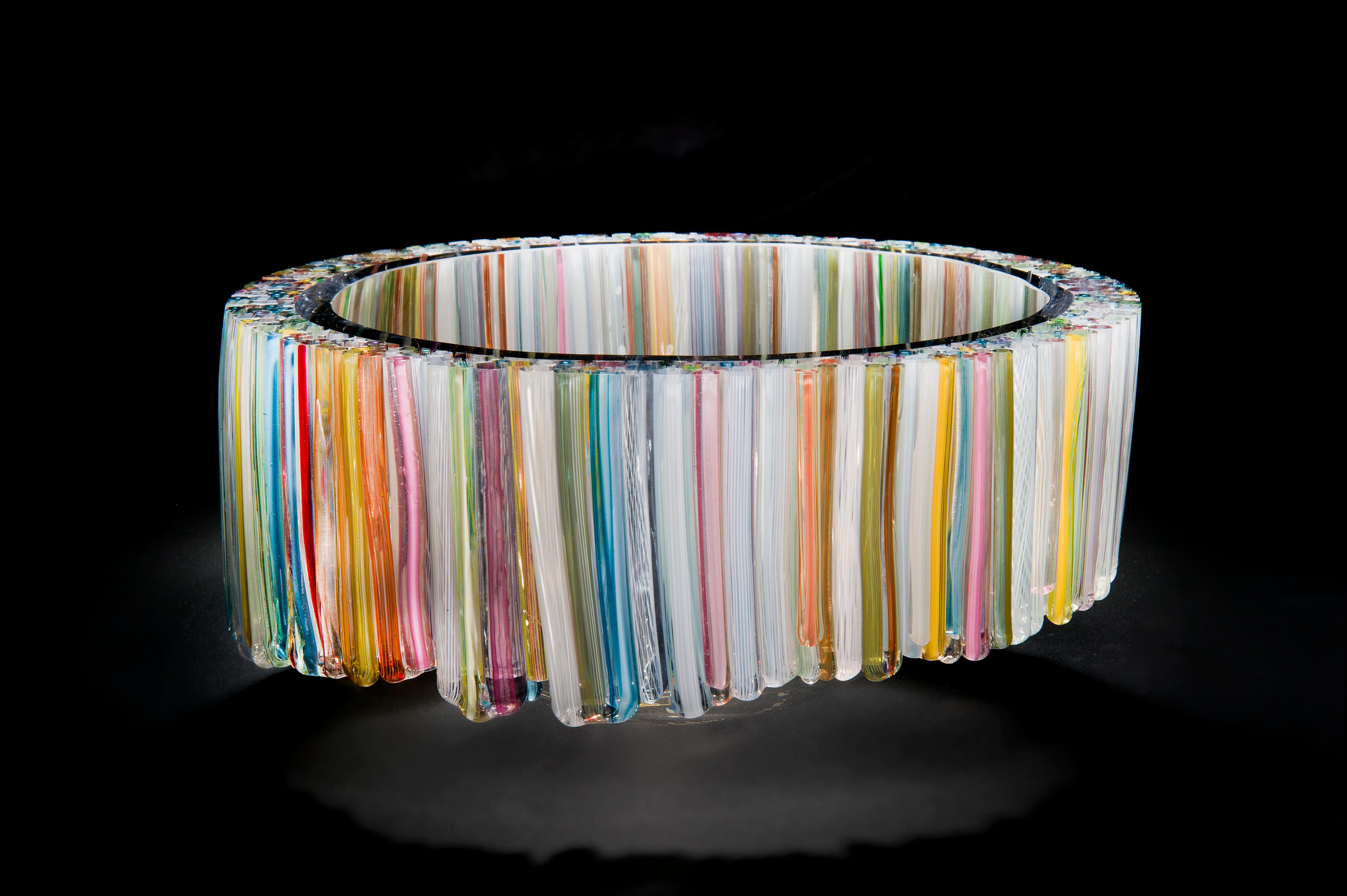 Art Glass Thread Turmaline, a unique mixed colour glass centrepiece by Sabine Lintzen