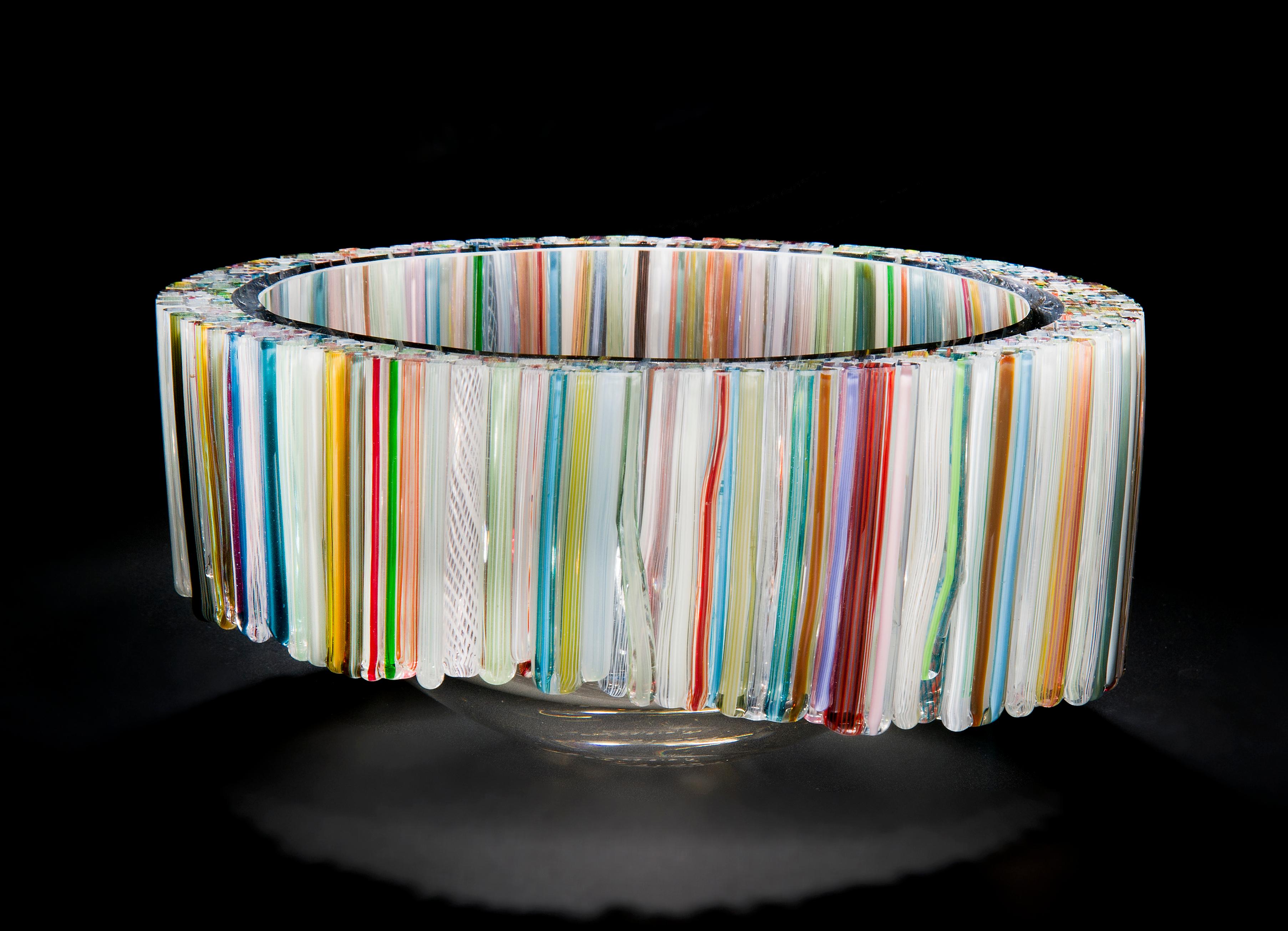 Thread Turmaline, a unique mixed colour glass centrepiece by Sabine Lintzen 1