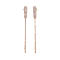 Threader Drop Earrings with 0.23 Carat Round Diamond in 14K Rose Gold