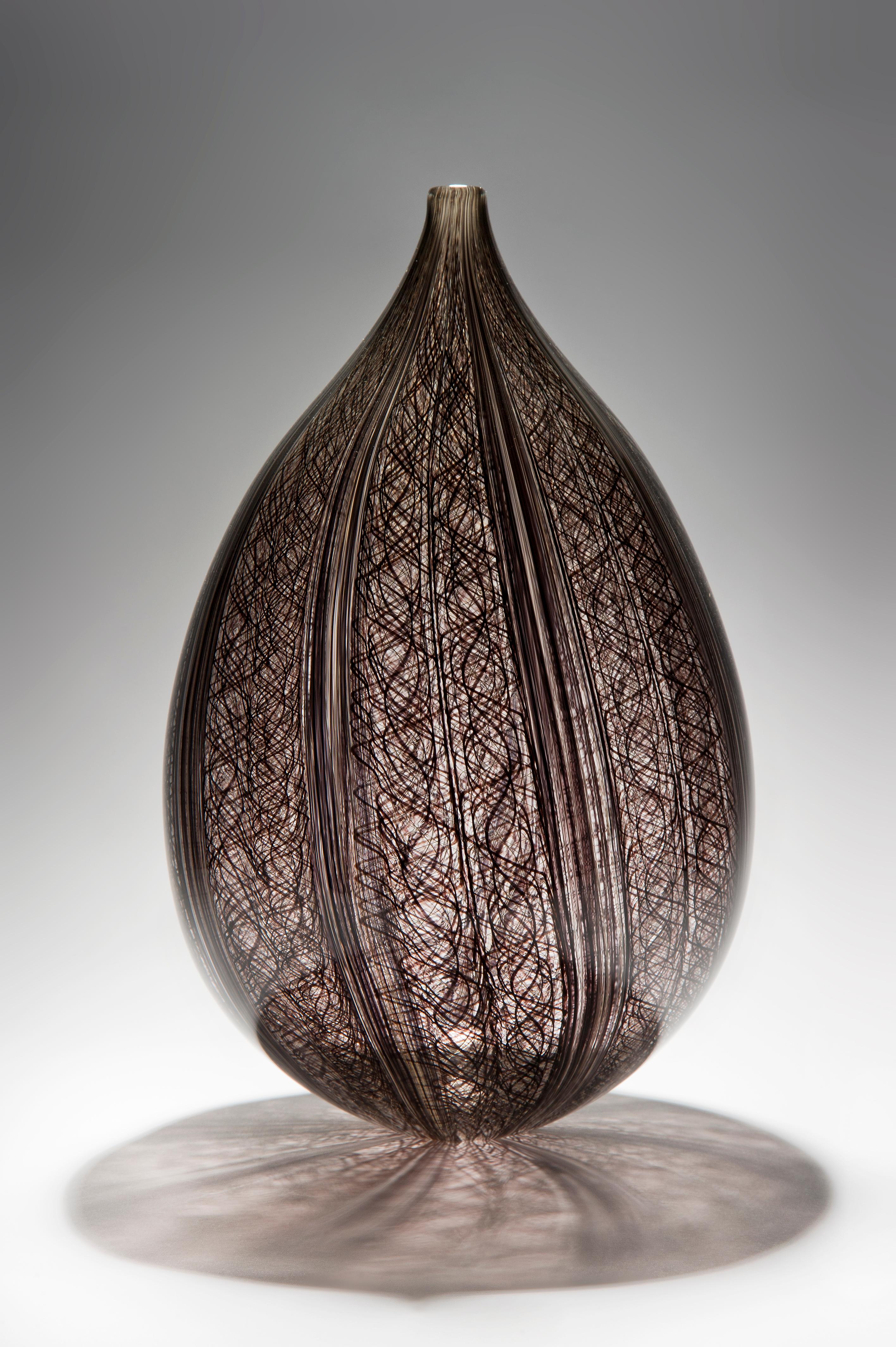 Swedish Threads IV, a unique clear & aubergine Glass blown Sculpture by Ann Wåhlström For Sale