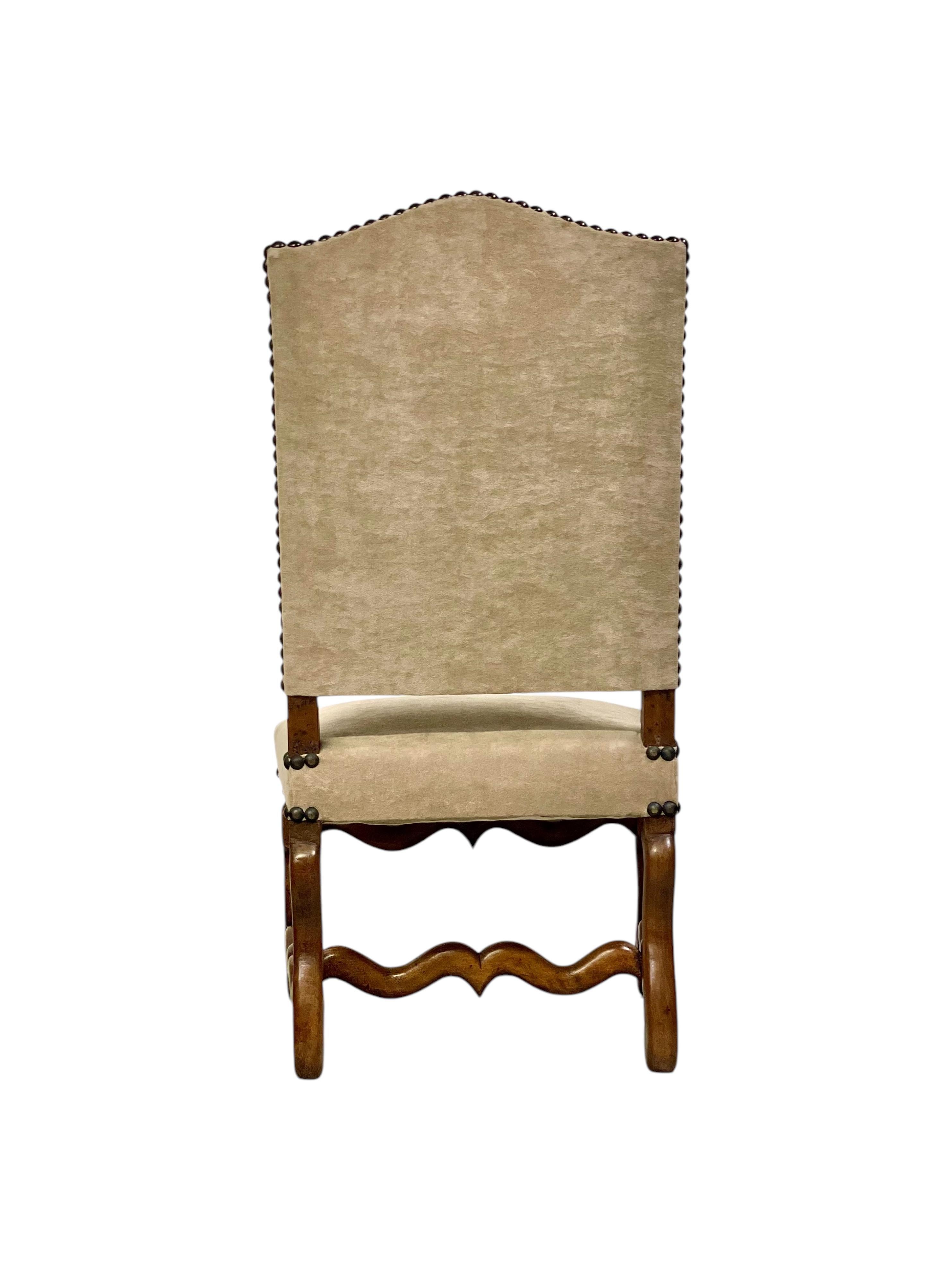 Three 17th Century Louis XIII Walnut Chairs with Velvet Upholstery For Sale 7