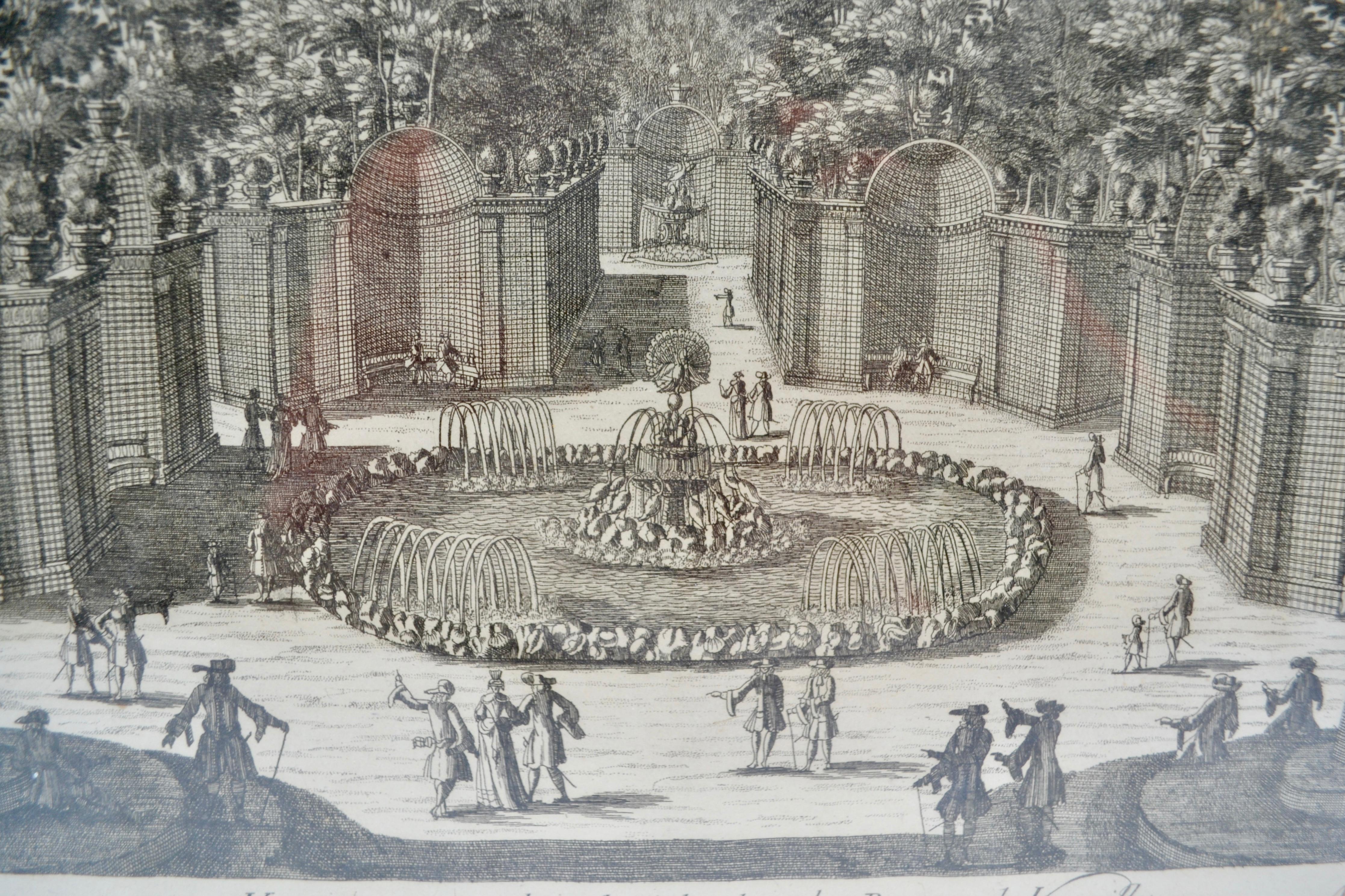 Drei Gravuren aus dem 18. Jahrhundert  Versailles-Garten von Antoine Aveline (Louis XV.) im Angebot